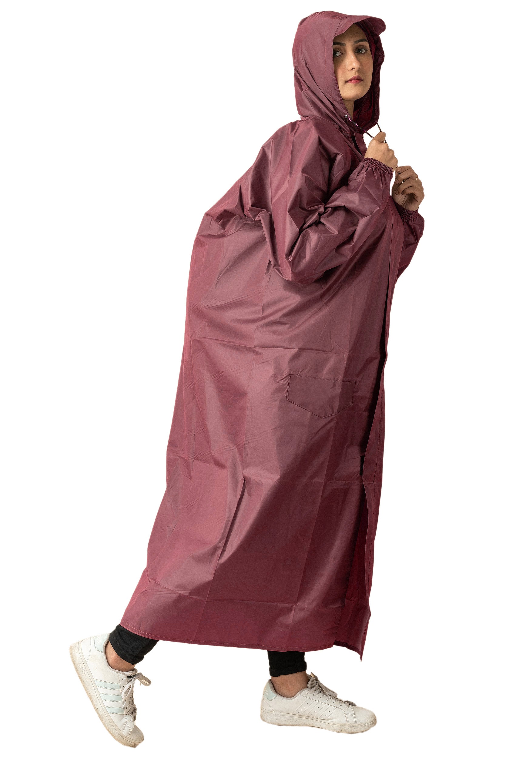 The Dry Cape® Urban Commute Full-Length Raincoat for Women | Waterproof Hooded Raincoat with Zipper + Storm Flap | Backpack Space | Walking Slits for Daily Commute