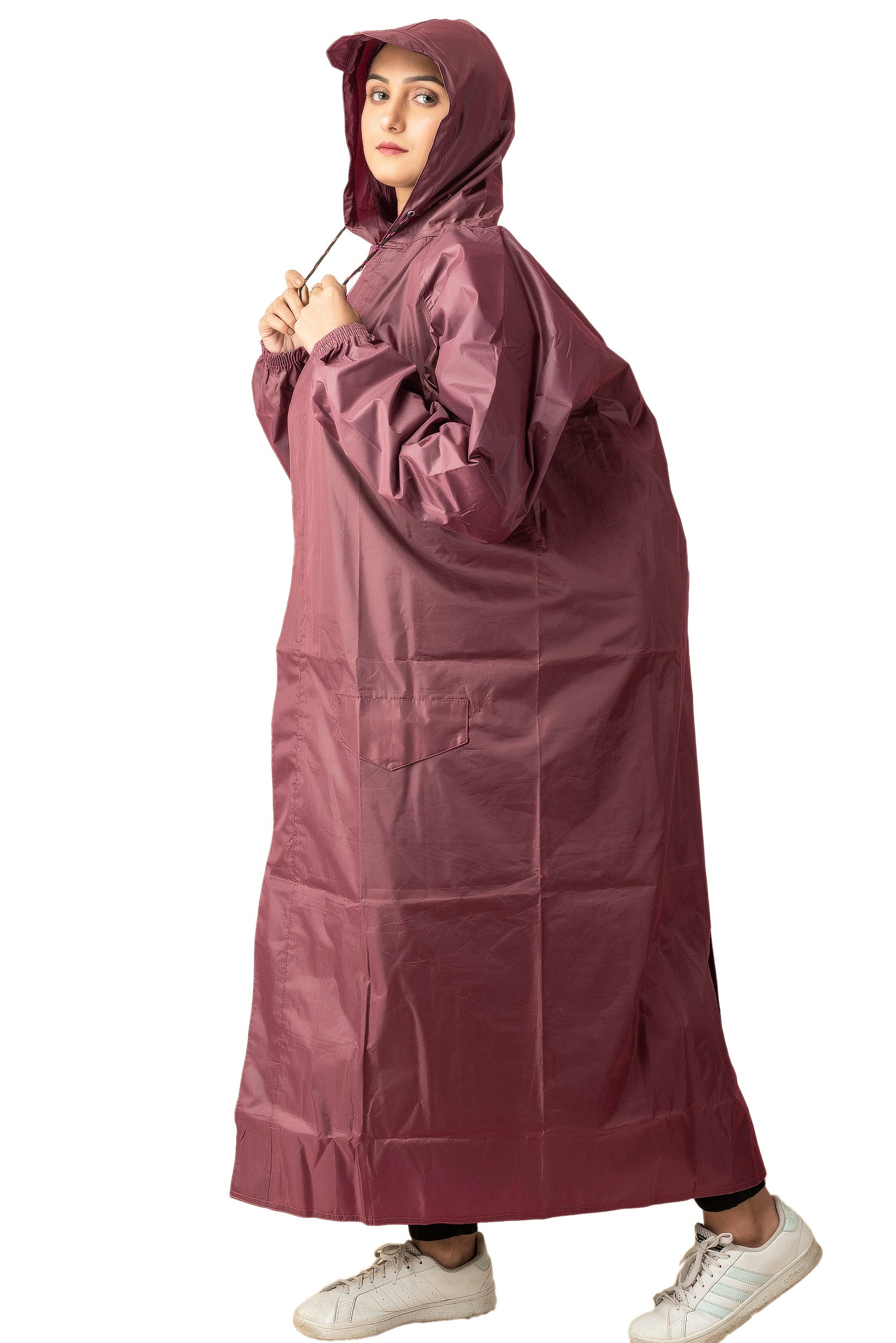 The Dry Cape® Urban Commute Full-Length Raincoat for Women | Waterproof Hooded Raincoat with Zipper + Storm Flap | Backpack Space | Walking Slits for Daily Commute