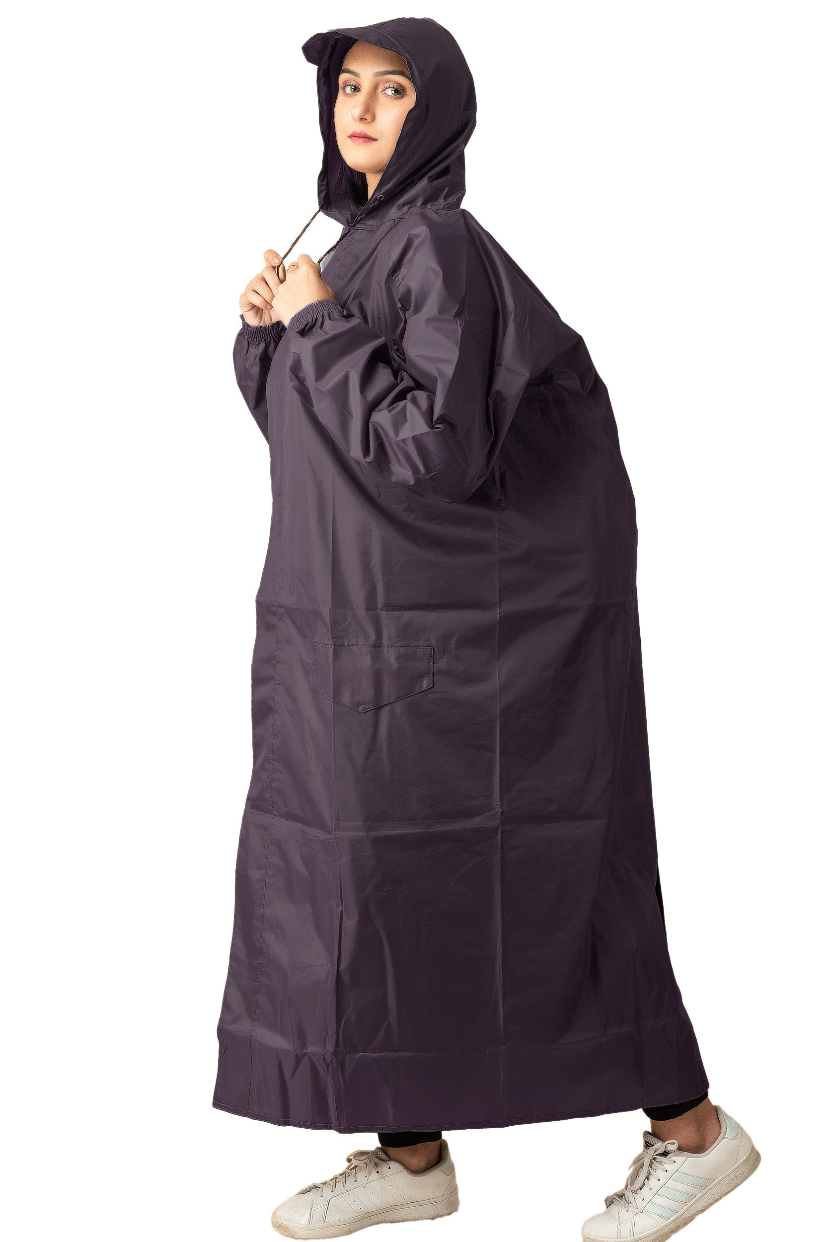 Camper – Waterproof Raincoat for Women, Full-Length with Hood & Bag Cover – Black | The Dry Cape