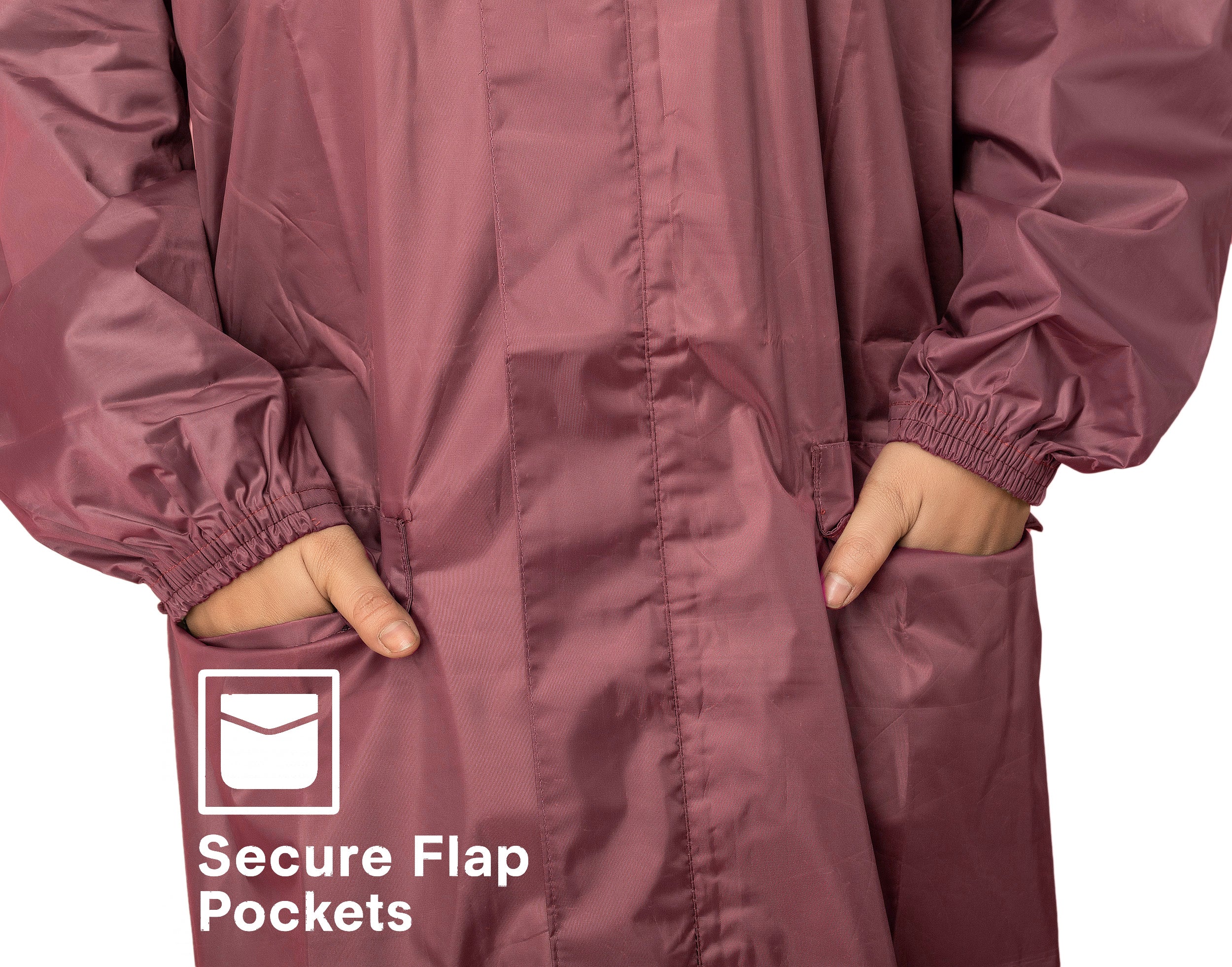 The Dry Cape® Urban Commute Full-Length Raincoat for Women | Waterproof Hooded Raincoat with Zipper + Storm Flap | Backpack Space | Walking Slits for Daily Commute